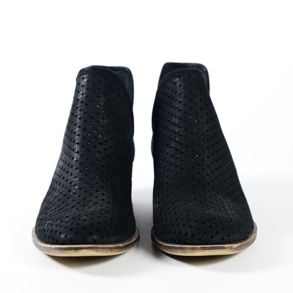 Lucky Brand Perforated Black Suede Booties - Picture 6 of 11
